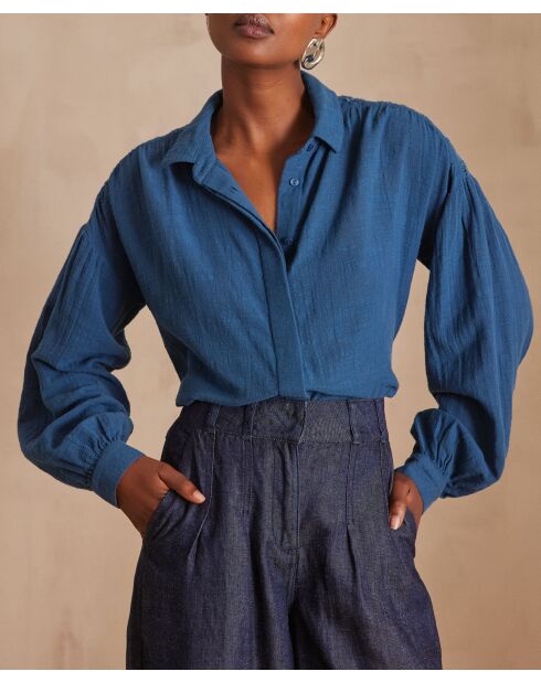 Blusa bordada azul Persee Ch