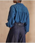 Blusa bordada azul Persee Ch