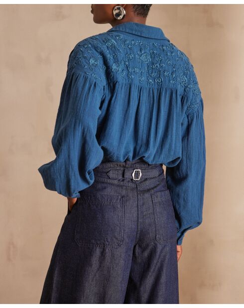 Blusa bordada azul Persee Ch