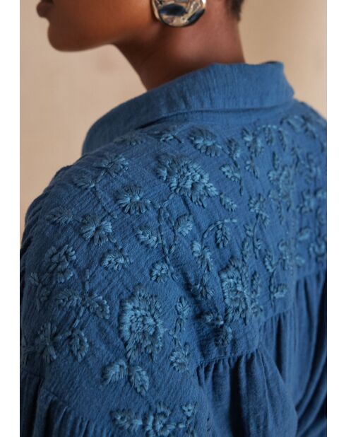 Blusa bordada azul Persee Ch