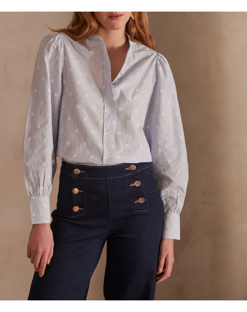 Blusa bordada azul celeste Pensée Ch