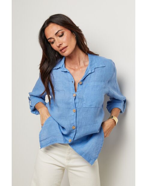 Chemise Énora 100% Lin indigo