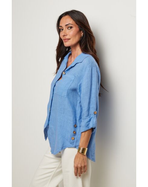 Chemise Énora 100% Lin indigo