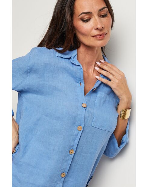 Chemise Énora 100% Lin indigo