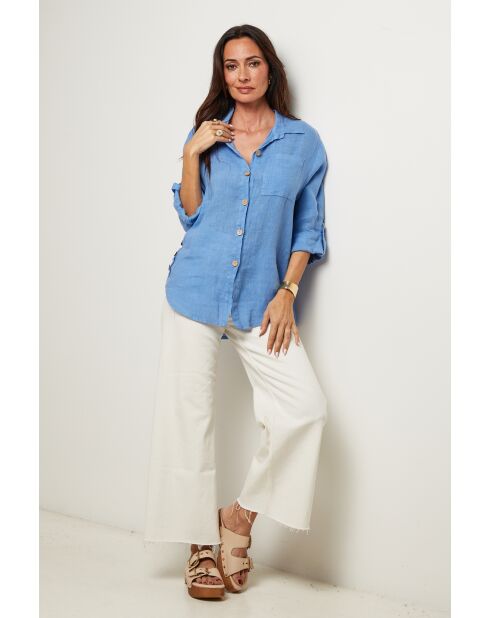 Chemise Énora 100% Lin indigo