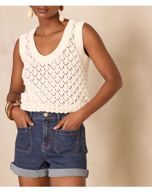 Sharon ecru houten tanktop