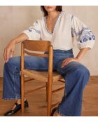 Ecrufarbene Bluse mit Stickerei Sally Bl