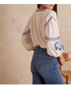 Ecrufarbene Bluse mit Stickerei Sally Bl