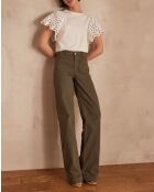 Luna kaki overgeverfde broek