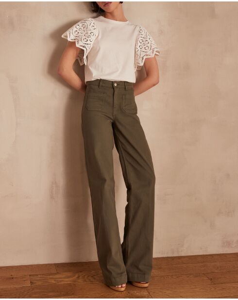 Luna kaki overgeverfde broek