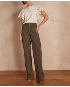 Luna kaki overgeverfde broek