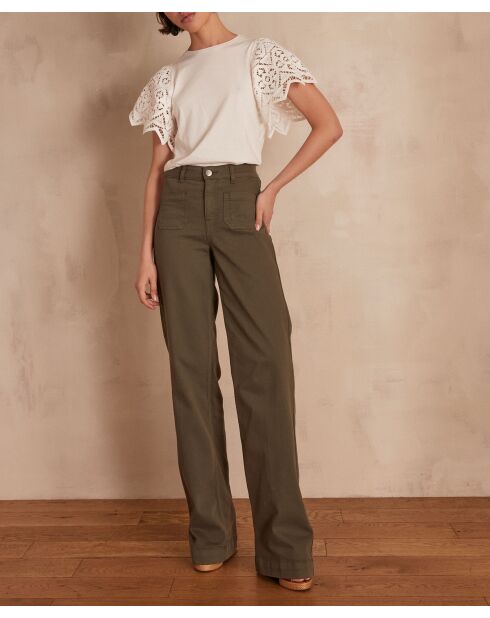 Luna kaki overgeverfde broek