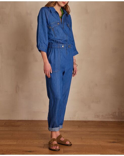 Donkere indigo jumpsuit met negen broeken