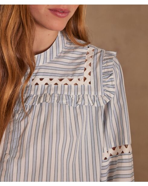 Pacific Bl Gestreifte Bluse in Hellindigoblau