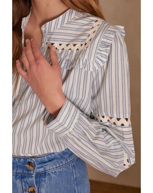 Pacific Bl Gestreifte Bluse in Hellindigoblau