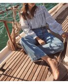 Pacific Bl Gestreifte Bluse in Hellindigoblau