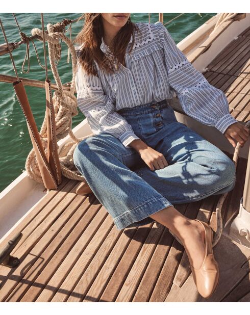 Pacific Bl Gestreifte Bluse in Hellindigoblau