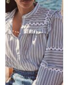 Pacific Bl Gestreifte Bluse in Hellindigoblau