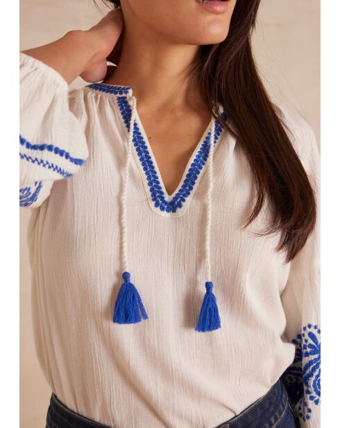 Mermaid Bl Embroidery ecru blouse