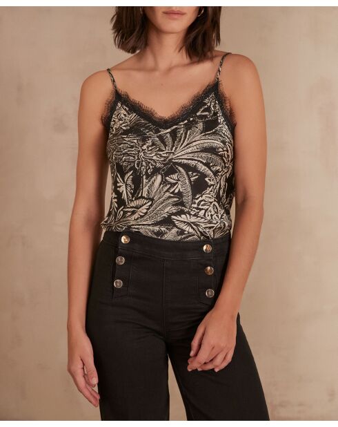Mindy Top schwarze bedruckte Bluse