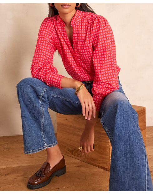 Beth Bl rote Bluse mit Blumendruck