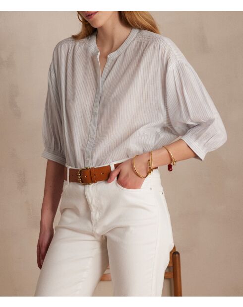 Bliss Bl Himmelblaue gestreifte Bluse