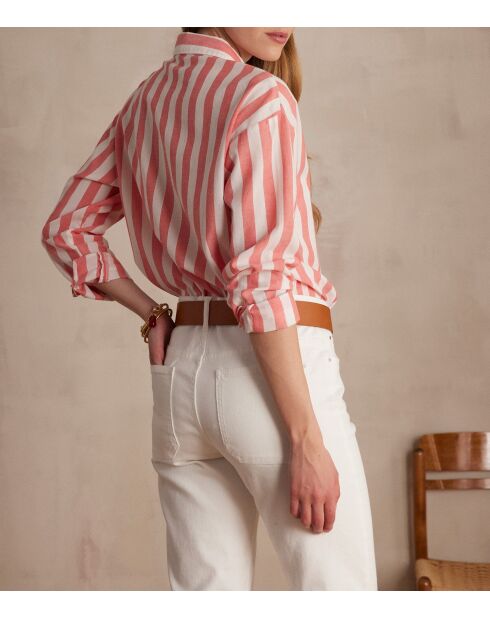 Marilou Ch große korallenrote Streifenbluse