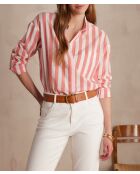 Marilou Ch große korallenrote Streifenbluse