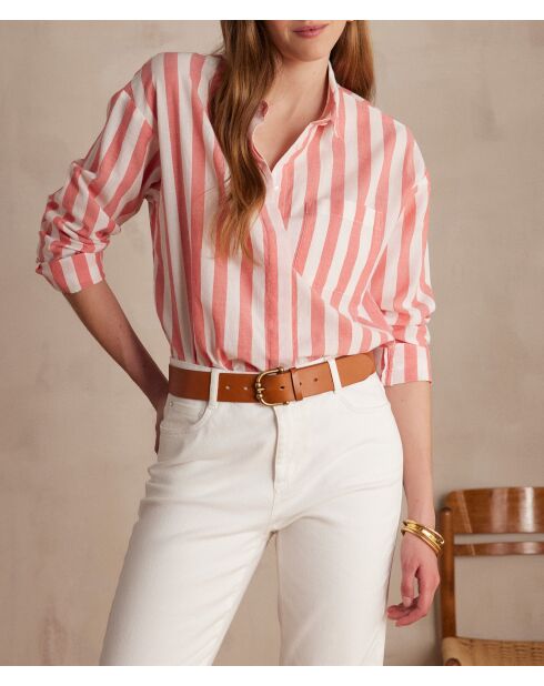 Marilou Ch große korallenrote Streifenbluse