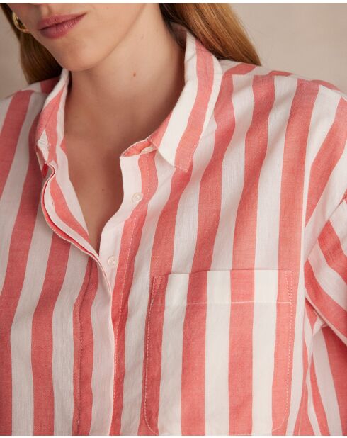 Marilou Ch große korallenrote Streifenbluse