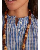 Bonnie Bl middenblauwe geruite blouse