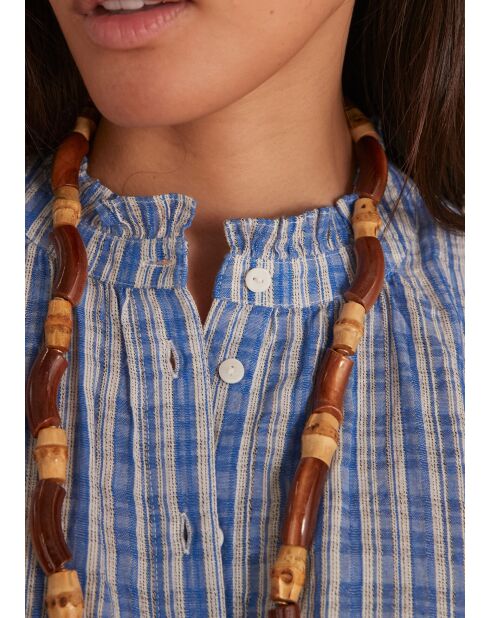 Bonnie Bl middenblauwe geruite blouse