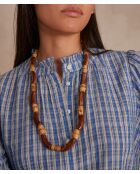 Bonnie Bl middenblauwe geruite blouse