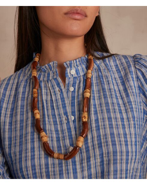 Bonnie Bl middenblauwe geruite blouse