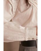 Placid Bl ecru blouse met borduursel