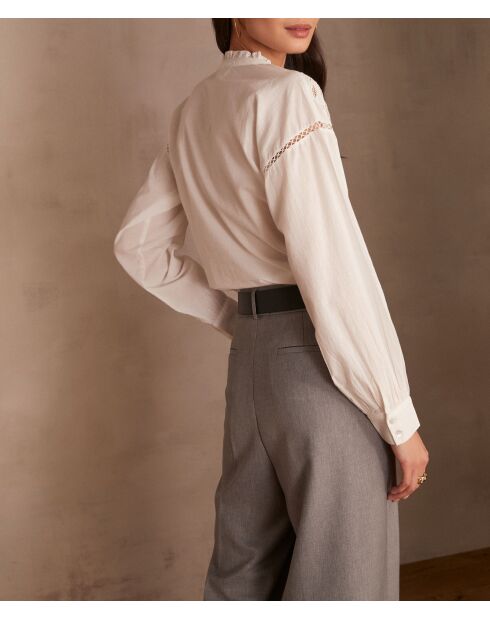 Blusa Placid Bl ecru con ricamo