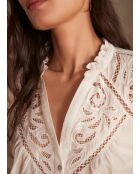 Placid Bl ecru blouse met borduursel
