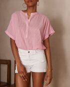 Pia Bl Blouse met lichte fuchsia strepen