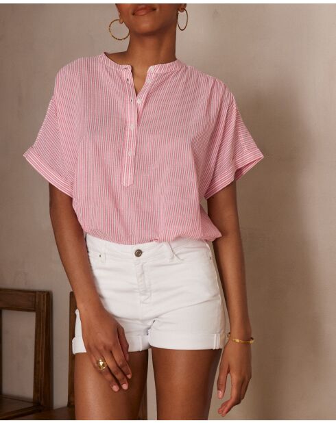 Pia Bl Blouse met lichte fuchsia strepen