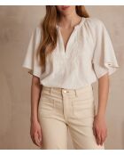 Bl Poker Bl crèmekleurige blouse met borduursel