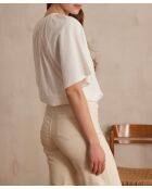 Bl Poker Bl crèmekleurige blouse met borduursel