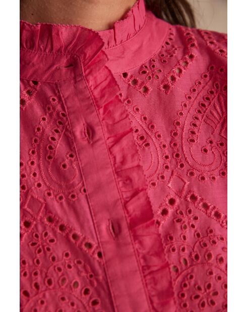 Calina Bl Bestickte schlichte blassrosa Bluse