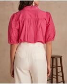 Calina Bl Bestickte schlichte blassrosa Bluse