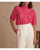 Calina Bl Bestickte schlichte blassrosa Bluse