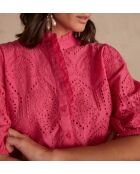 Calina Bl Bestickte schlichte blassrosa Bluse