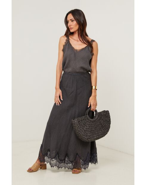 Jupe Mirella 100% Lin noire