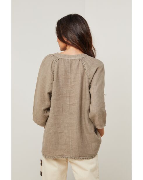 Top Maïssa 100% Lin taupe