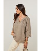 Top Maïssa 100% Lin taupe