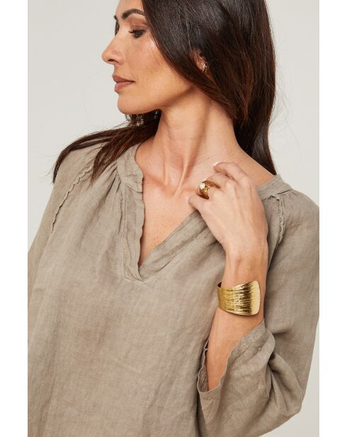 Top Maïssa 100% Lin taupe