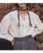 Bali Bl ecrufarbene Stickbluse